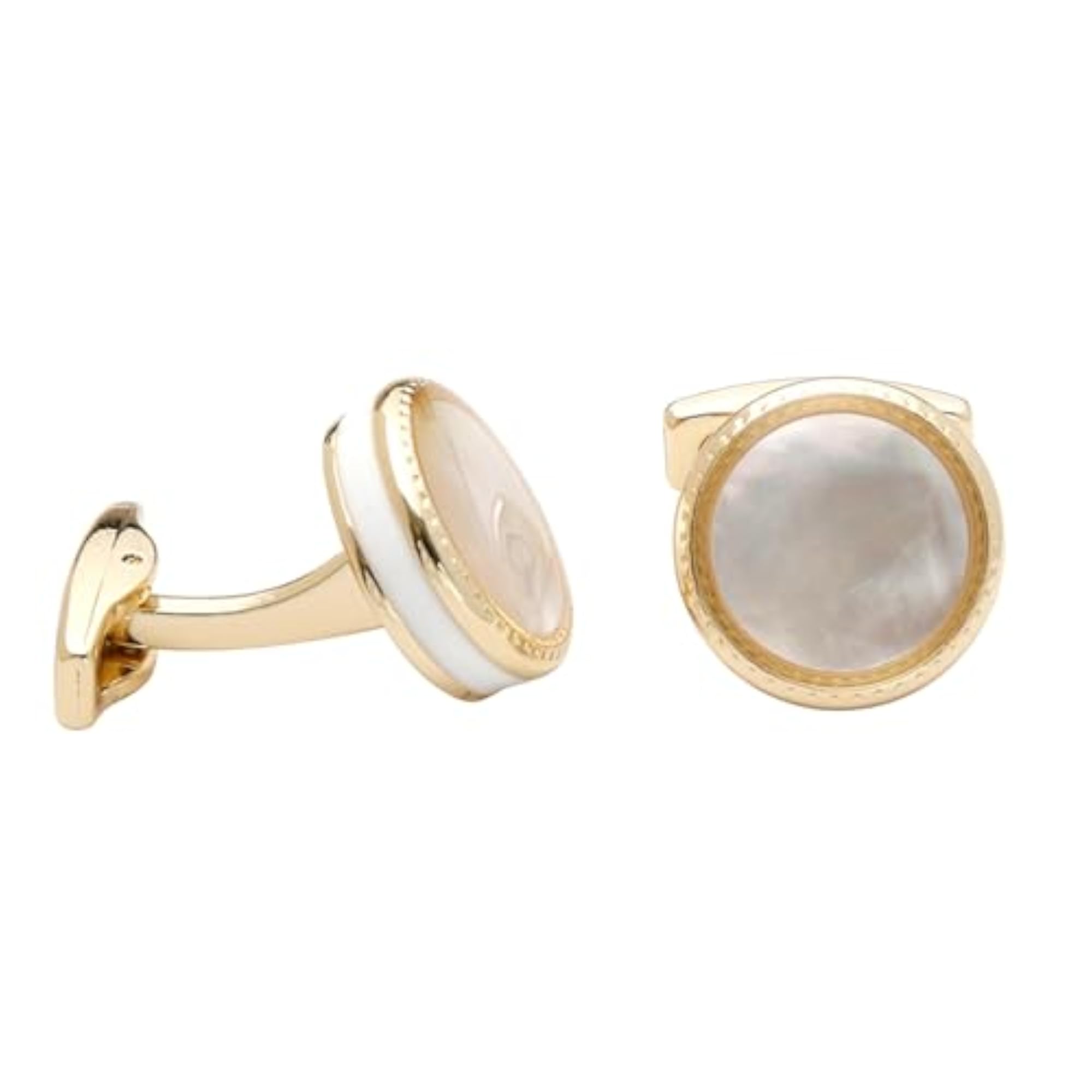Gold Plated Round Shape Cufflinks Stylish Formal Bussiness Corporate Gift For Men